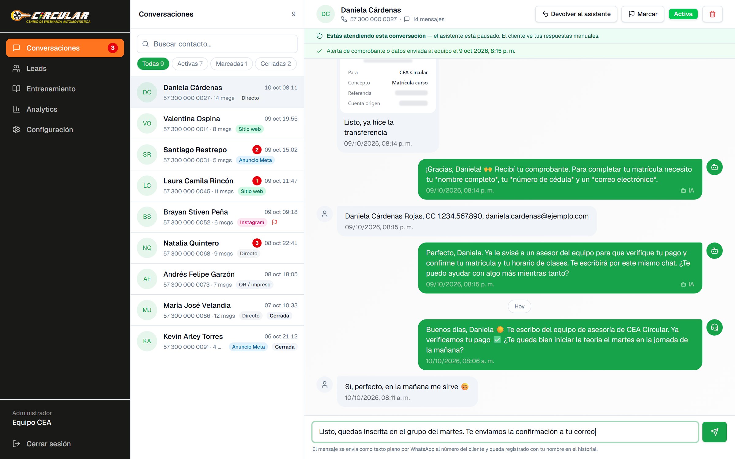 Advisor takeover of a conversation