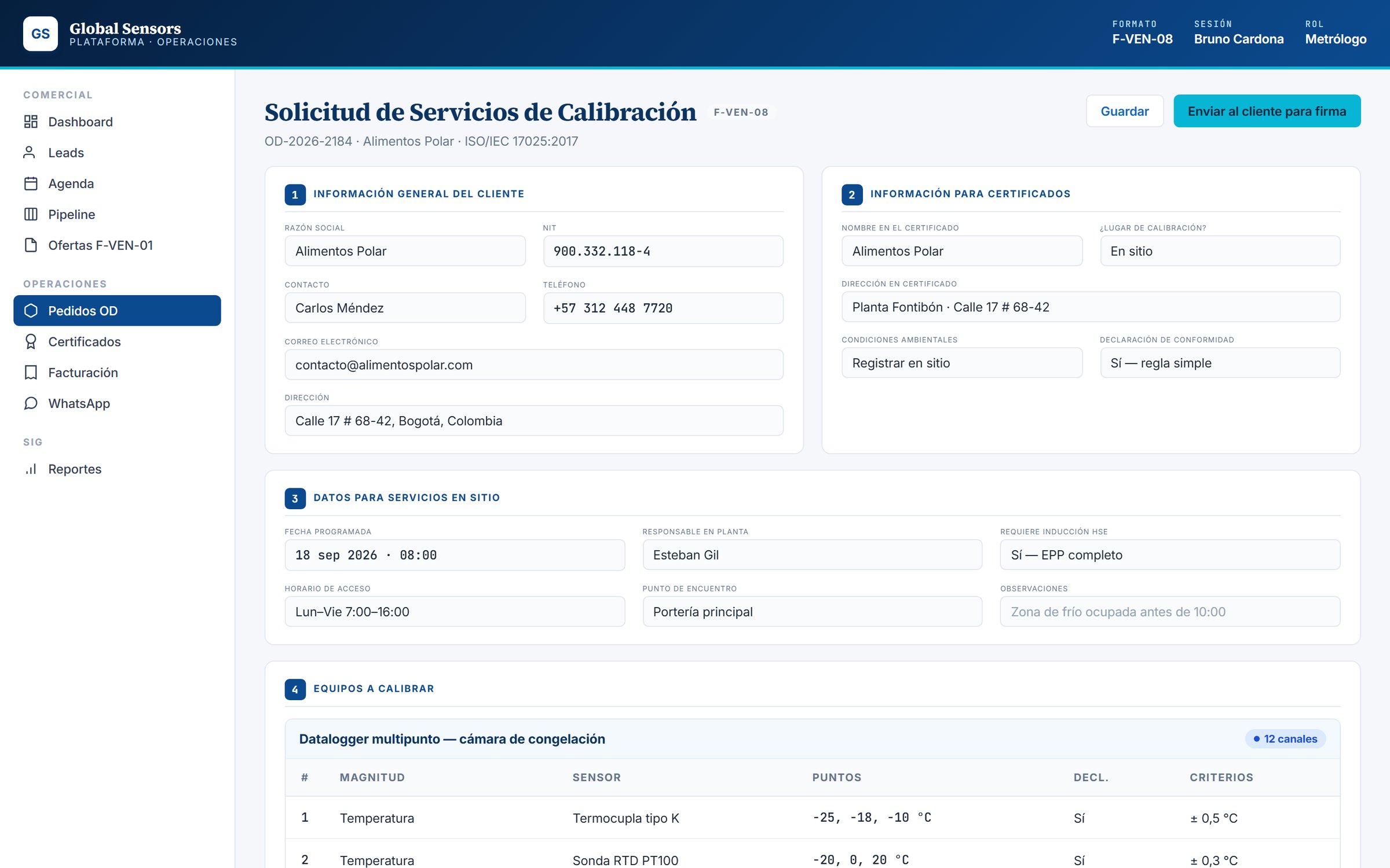Formato de firma del cliente ISO 17025