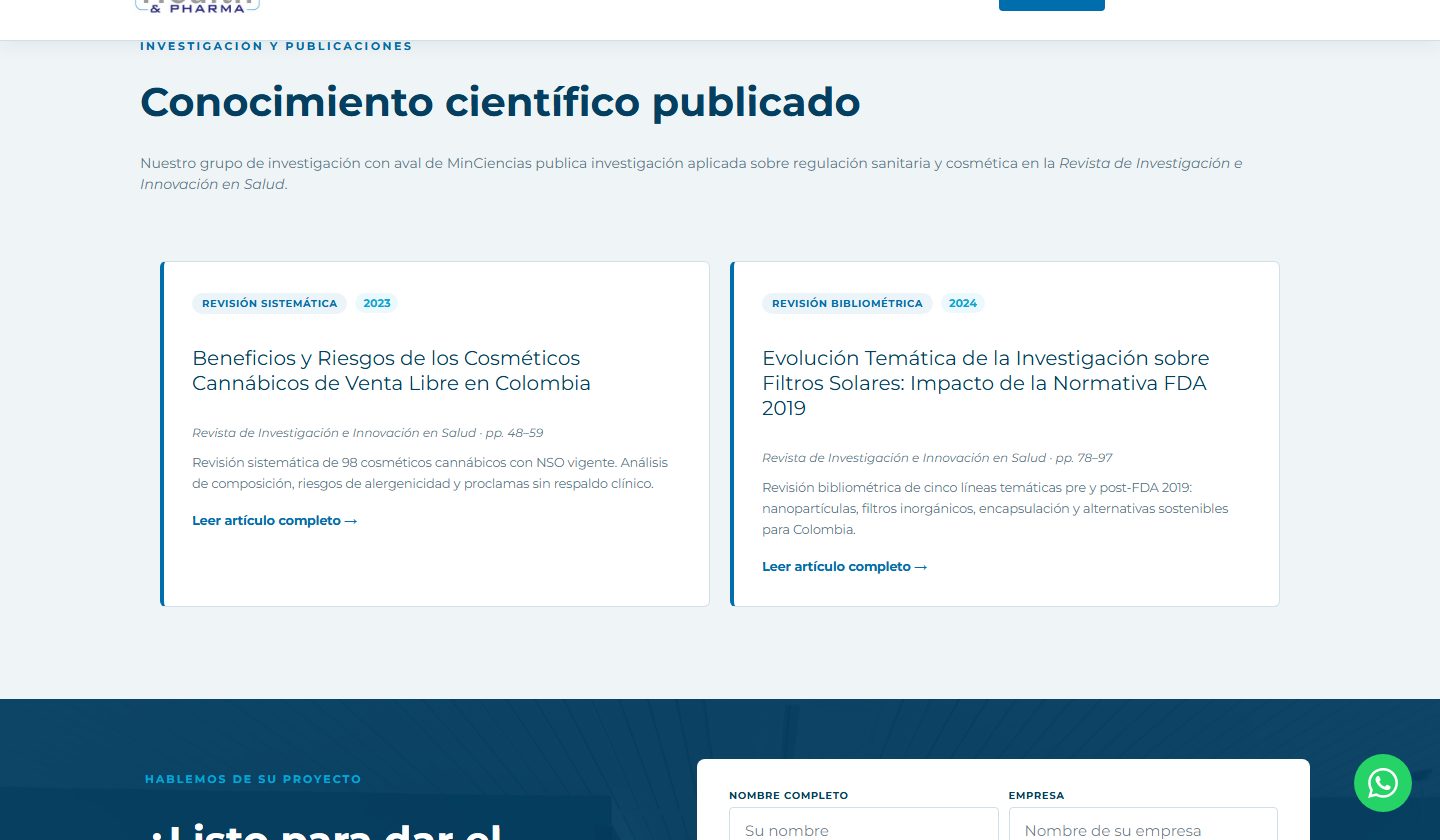Research section on the home page