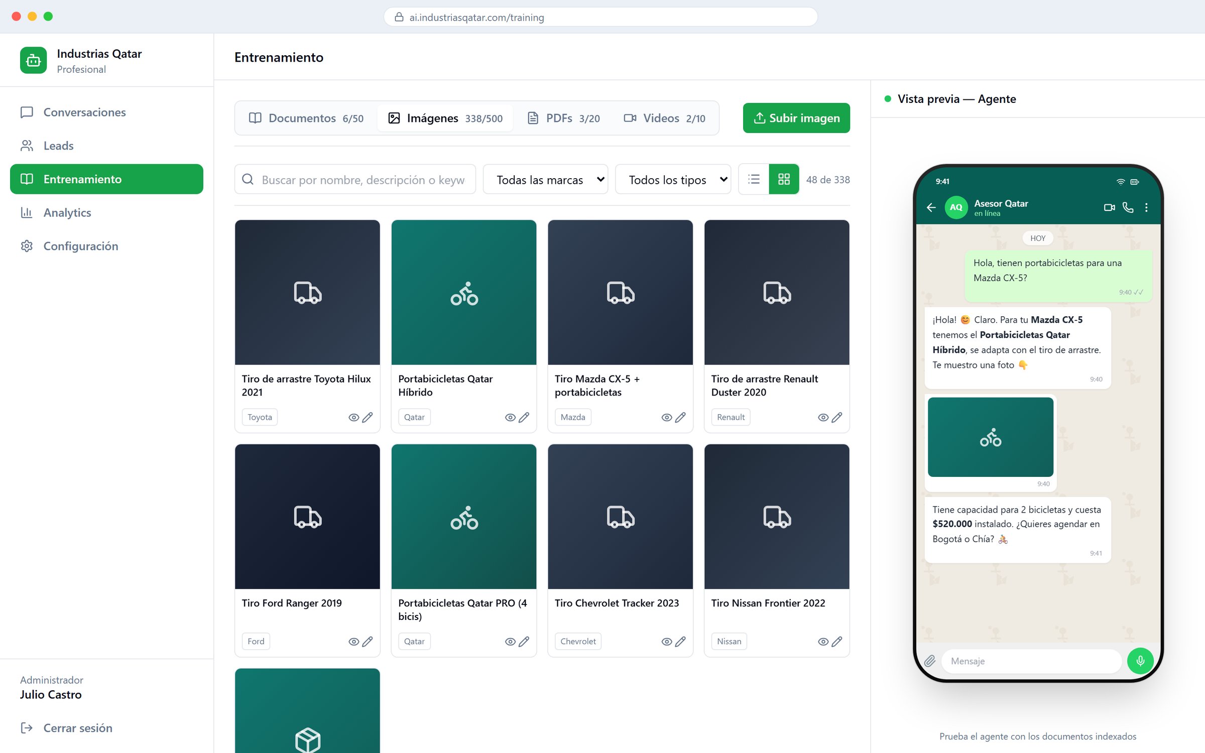 Visual catalog training with live phone simulator