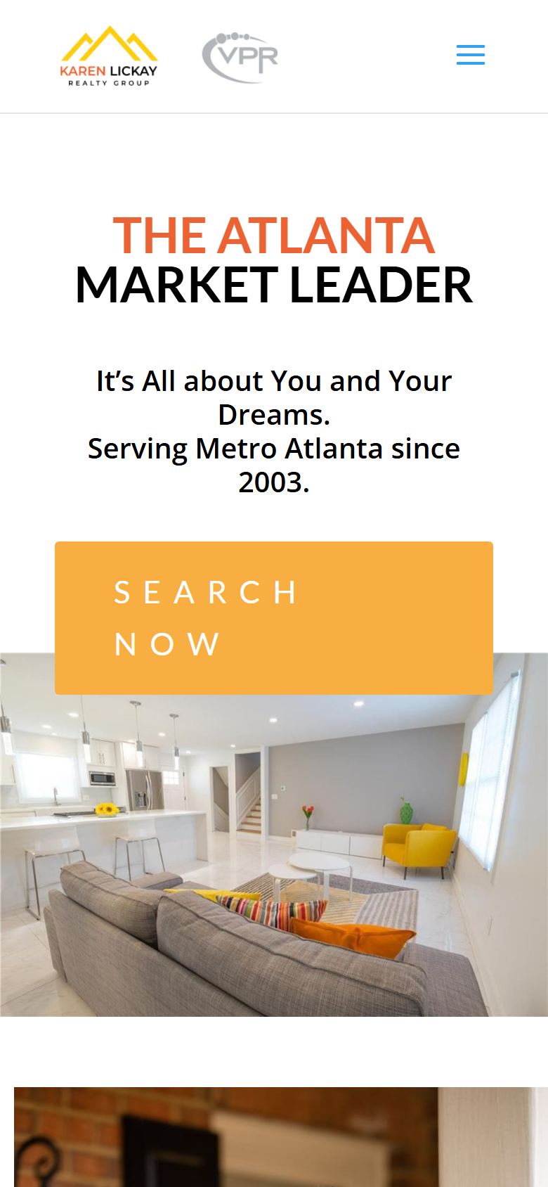 Karen Lickay Realty Group homepage on mobile