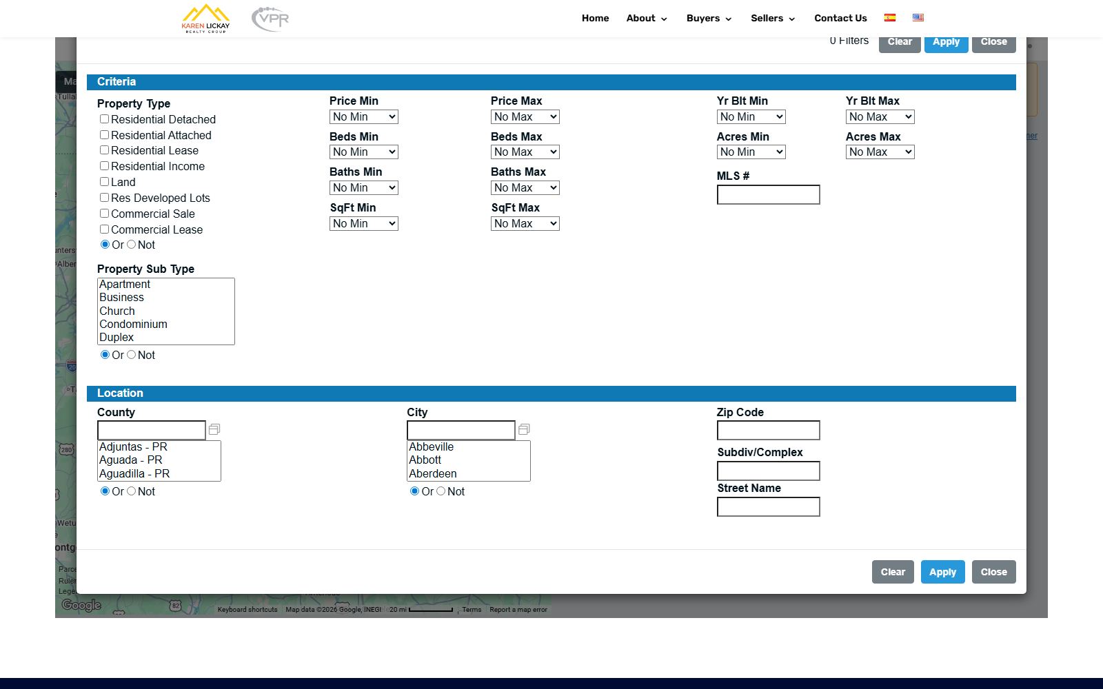 MLS property search filters on karenatlantahomes.com