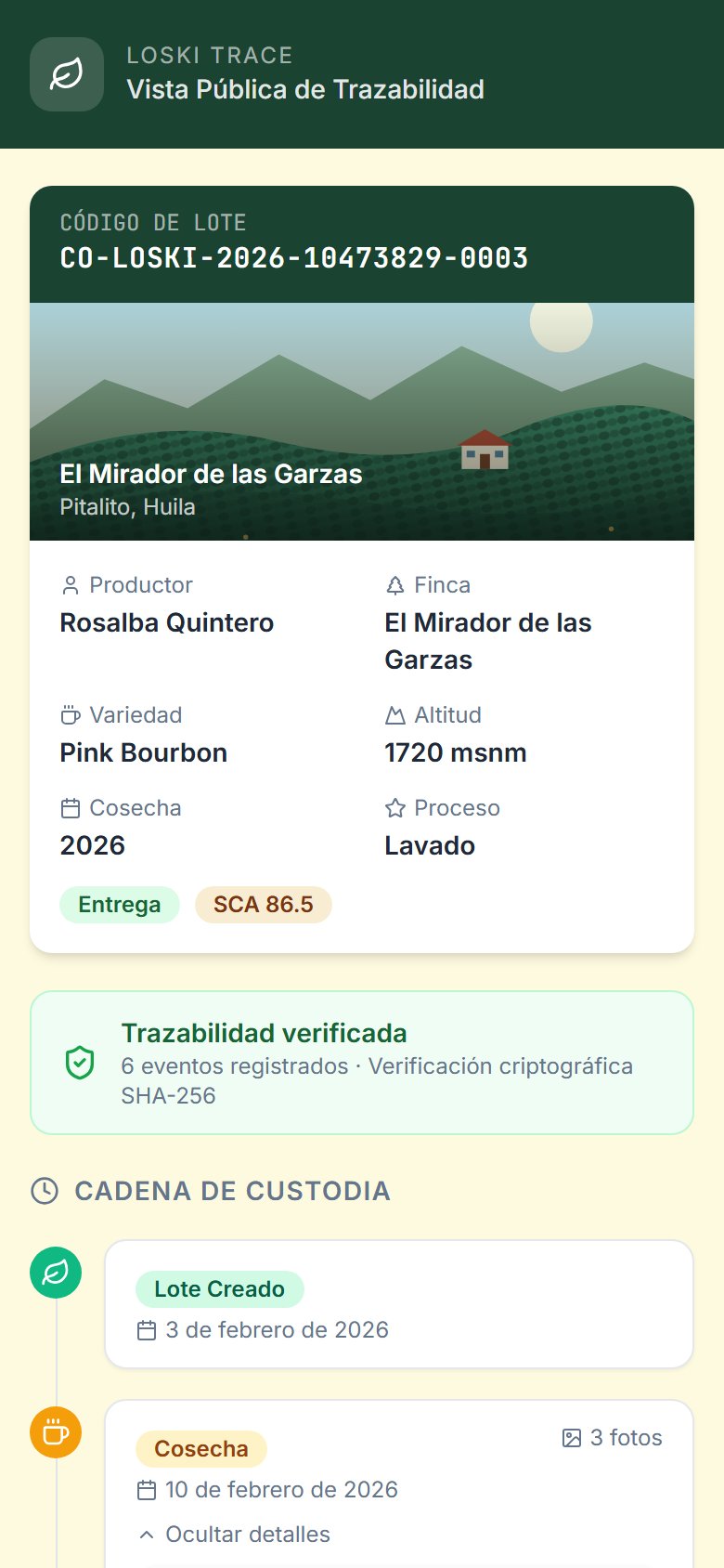 Public traceability view on mobile