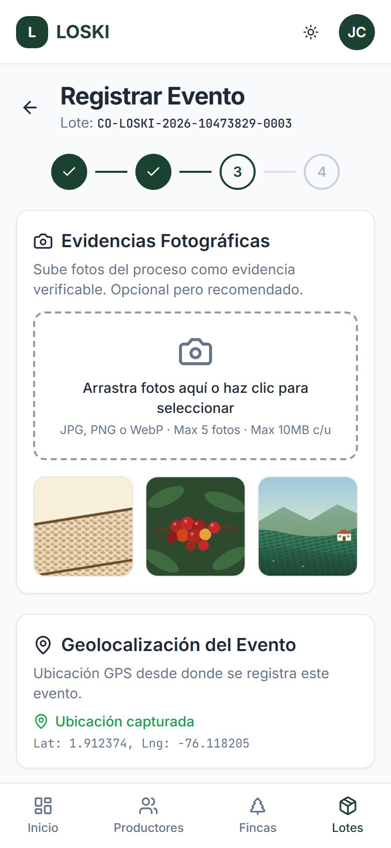 Event wizard on mobile with photos and GPS