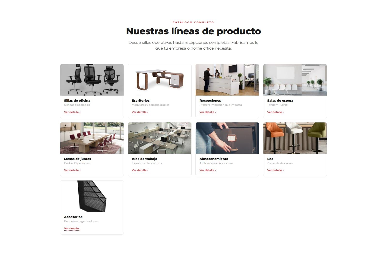Grid of nine product categories